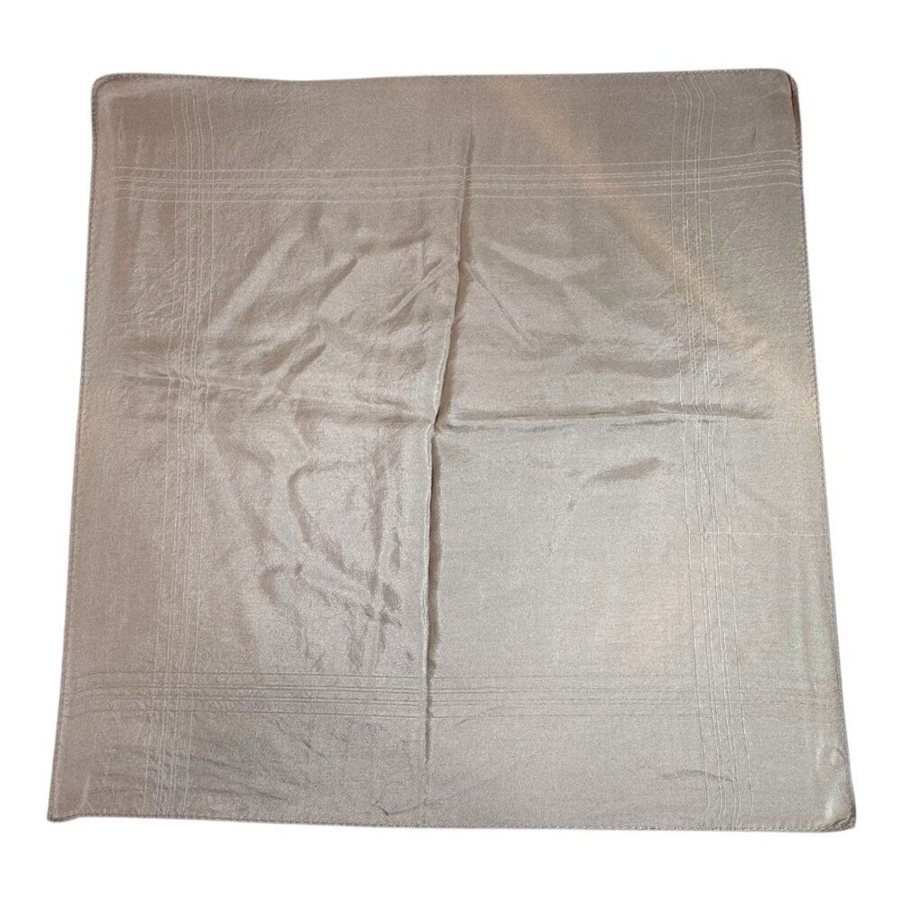 Elegant Beige Silk Scarf  Made In Macclesfield England Pocket Handkerchief VTG